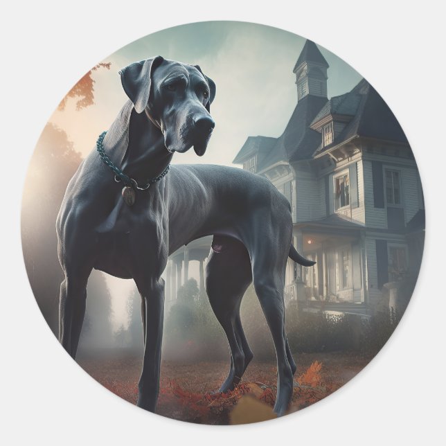 Great Dane Halloween Scary Classic Round Sticker (Front)