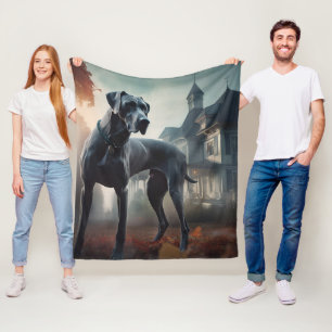 Great Dane Halloween Scary Fleece Blanket