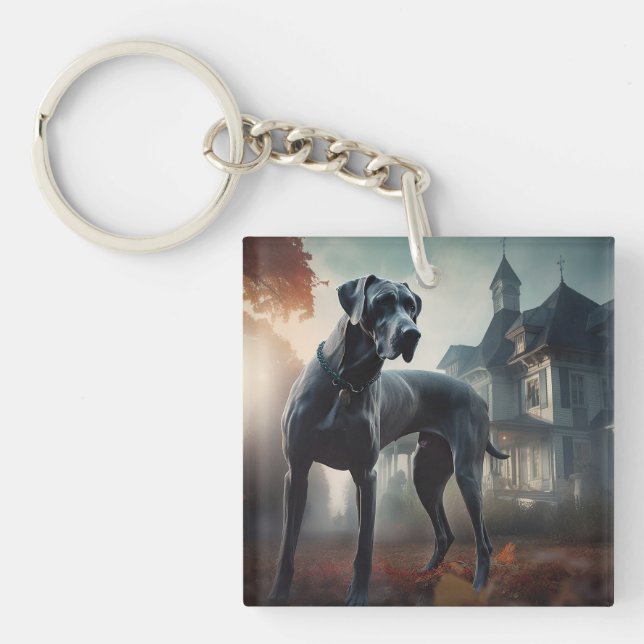Great Dane Halloween Scary Key Ring (Front)