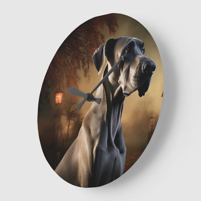 Great Dane Halloween Scary Large Clock (Angle)