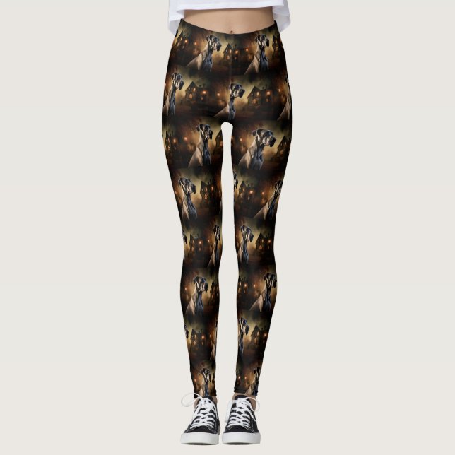 Great Dane Halloween Scary Leggings (Front)