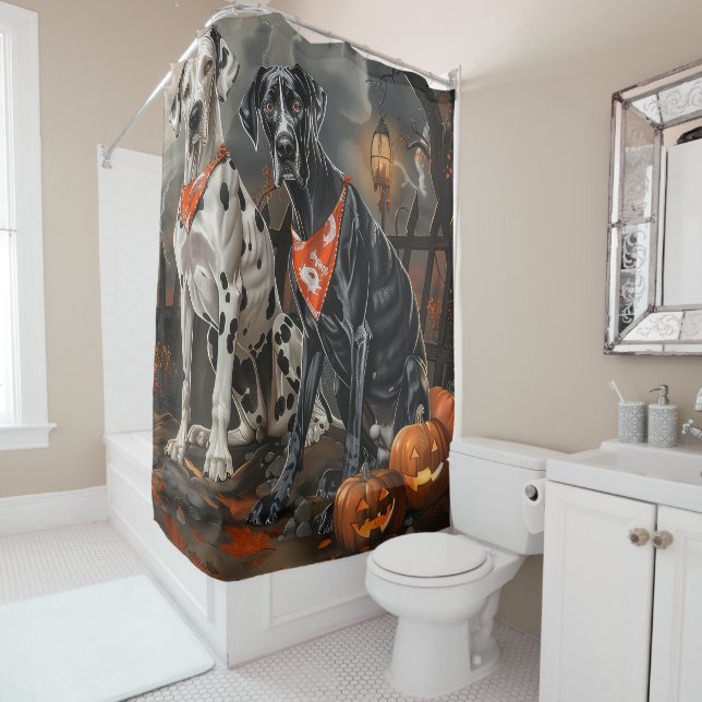 Great Dane Halloween Spooky Shower Curtain (In Situ)