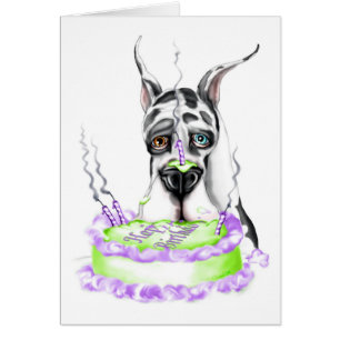 Great Dane Harlequin Birthday Cake Greeting Card