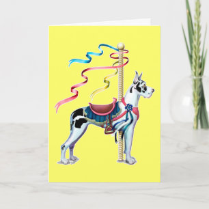 Great Dane Harlequin Carousel - Customised Card