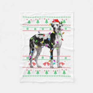 Great Dane Harlequin Dog Christmas Ugly Sweater Li Fleece Blanket
