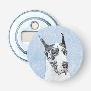 Great Dane (Harlequin) Painting - Original Dog Art Bottle Opener