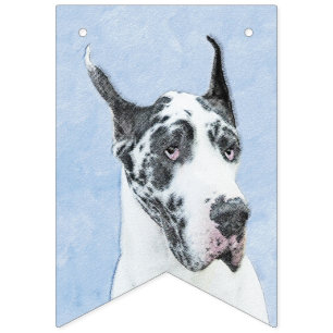 Great Dane (Harlequin) Painting - Original Dog Art Bunting