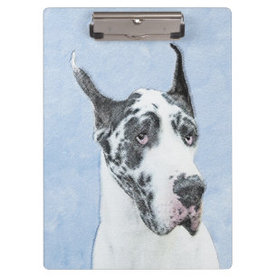 Great Dane (Harlequin) Painting - Original Dog Art Clipboard
