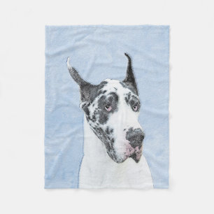 Great Dane (Harlequin) Painting - Original Dog Art Fleece Blanket