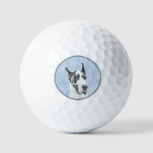 Great Dane (Harlequin) Painting - Original Dog Art Golf Balls