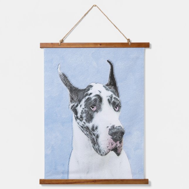 Great Dane (Harlequin) Painting - Original Dog Art Hanging Tapestry (Front)