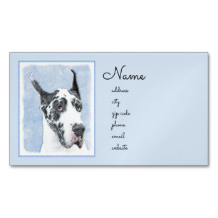 Great Dane (Harlequin) Painting - Original Dog Art Magnetic Business Card