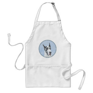 Great Dane (Harlequin) Painting - Original Dog Art Standard Apron