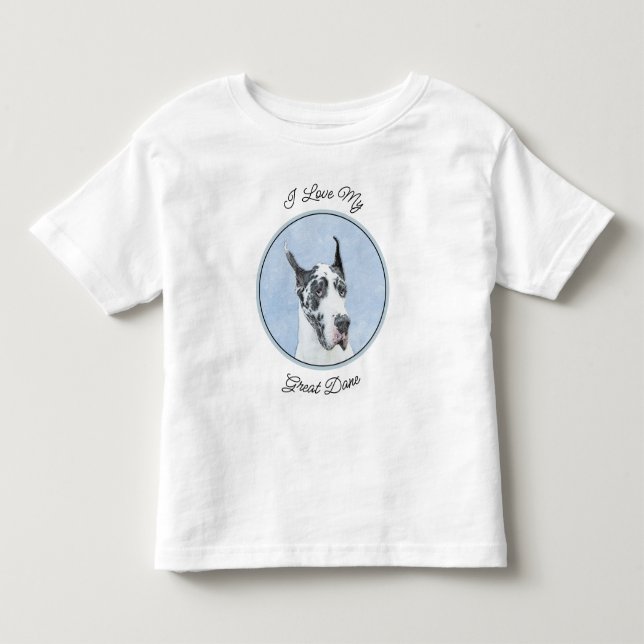 Great Dane (Harlequin) Painting - Original Dog Art Toddler T-Shirt (Front)