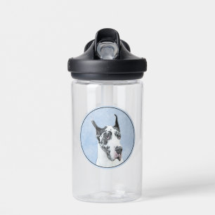 Great Dane (Harlequin) Painting - Original Dog Art Water Bottle