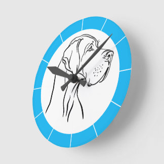 Great Dane Head Drawing Round Clock