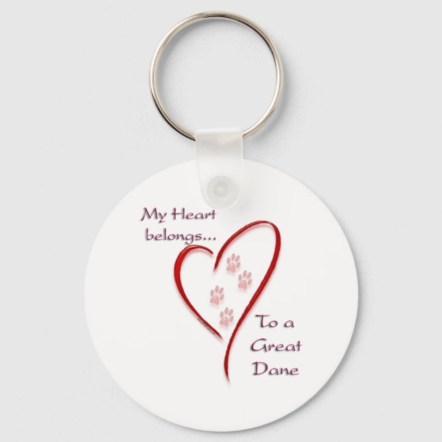 Great Dane Heart Belongs Keychain (Front)