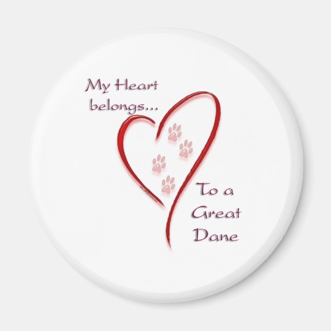 Great Dane Heart Belongs Magnet (Front)