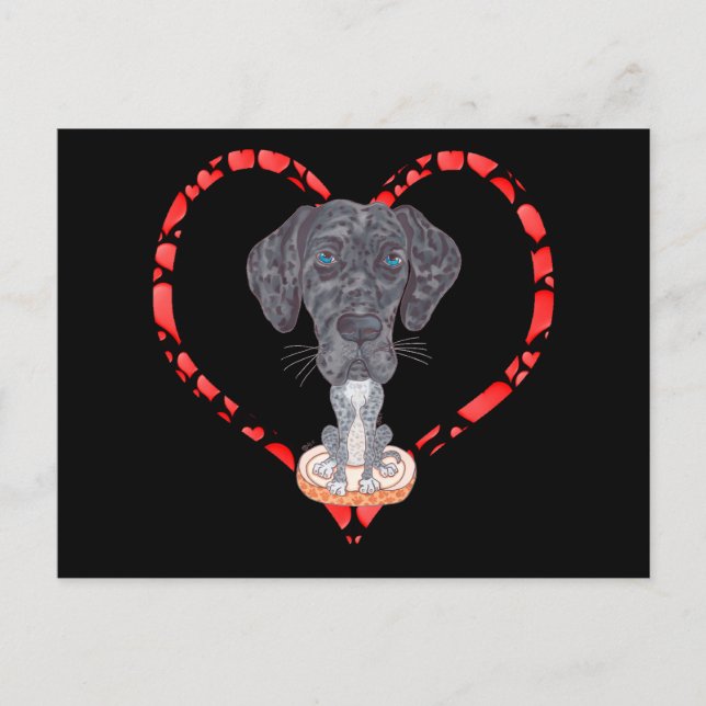 GREAT DANE HEART HOLIDAY POSTCARD (Front)