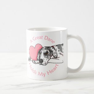Great Dane Holds Heart Harlequin UC Coffee Mug
