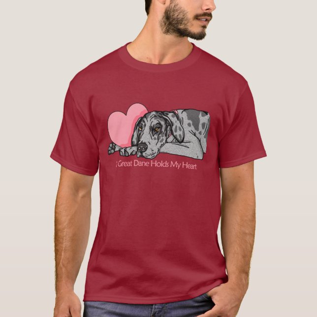 Great Dane Holds Heart Merle UC T-Shirt (Front)