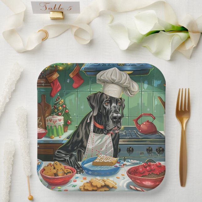 Great Dane Holiday Baking: Festive Christmas Paper Plate (Wedding)