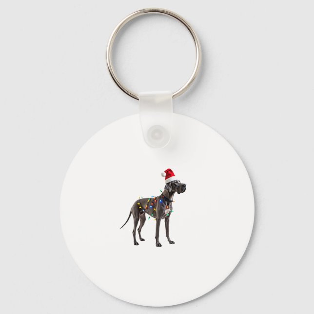 Great Dane Holiday Christmas Light  (1) Key Ring (Front)