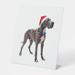 Great Dane Holiday Christmas Light (3) Pedestal Sign