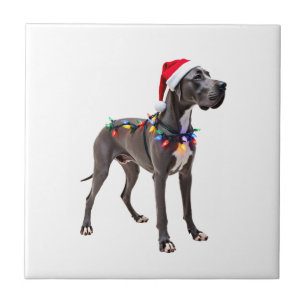 Great Dane Holiday Christmas Light (3) Tile