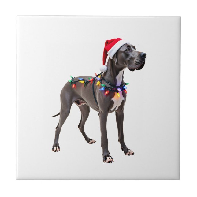 Great Dane Holiday Christmas Light  (3) Tile (Front)