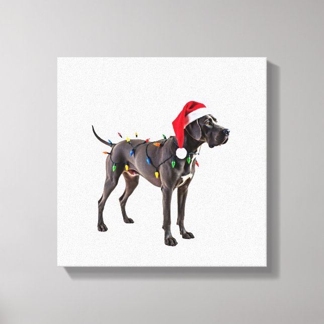Great Dane Holiday Christmas Light  (4) Canvas Print (Front)