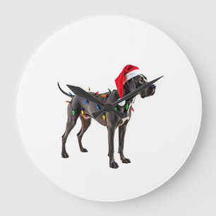 Great Dane Holiday Christmas Light (4) Large Clock