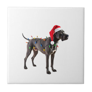 Great Dane Holiday Christmas Light (4) Tile