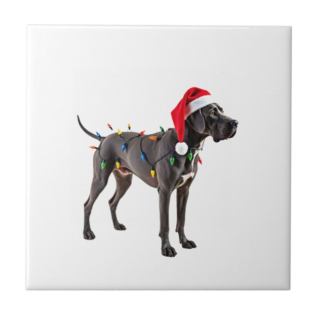 Great Dane Holiday Christmas Light  (4) Tile (Front)