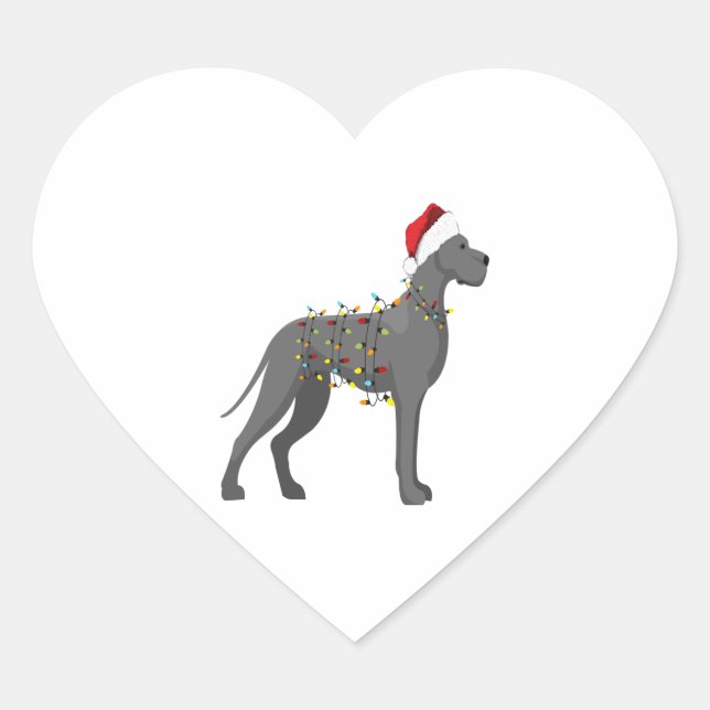 Great Dane Holiday Christmas Light  Heart Sticker (Front)