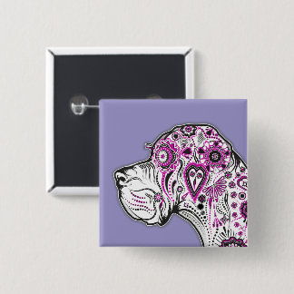 Great Dane Illustration Head 15 Cm Square Badge