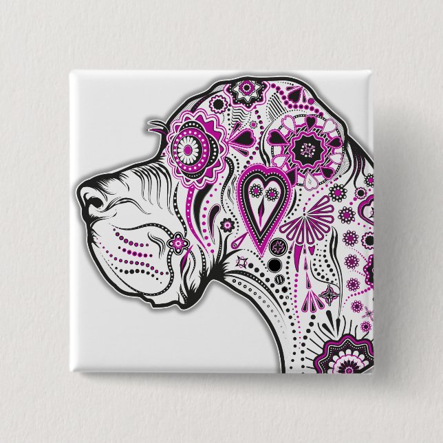 Great Dane Illustration Head  15 Cm Square Badge (Front)