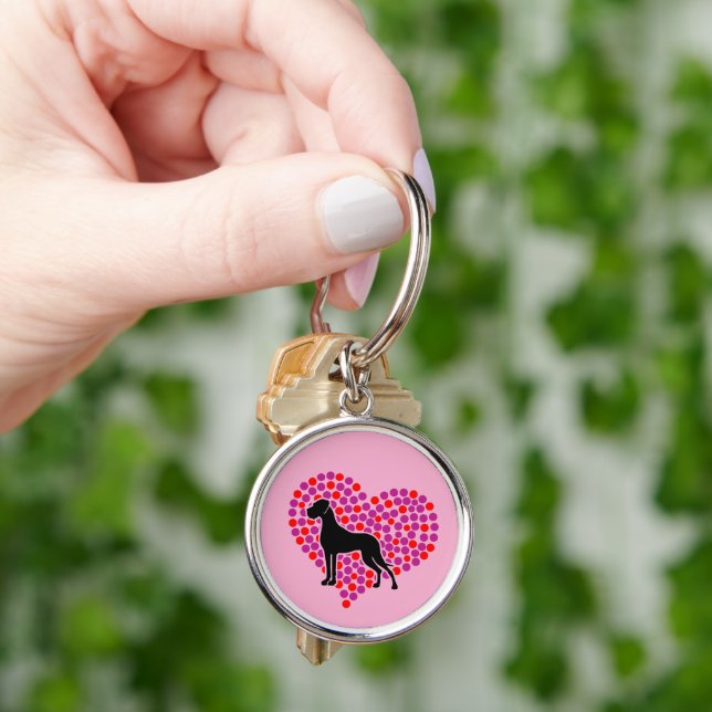 Great Dane in a Heart Key Ring (Hand)