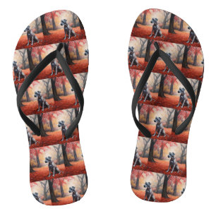 Great Dane in Autumn Leaves Fall Inspire Jandals
