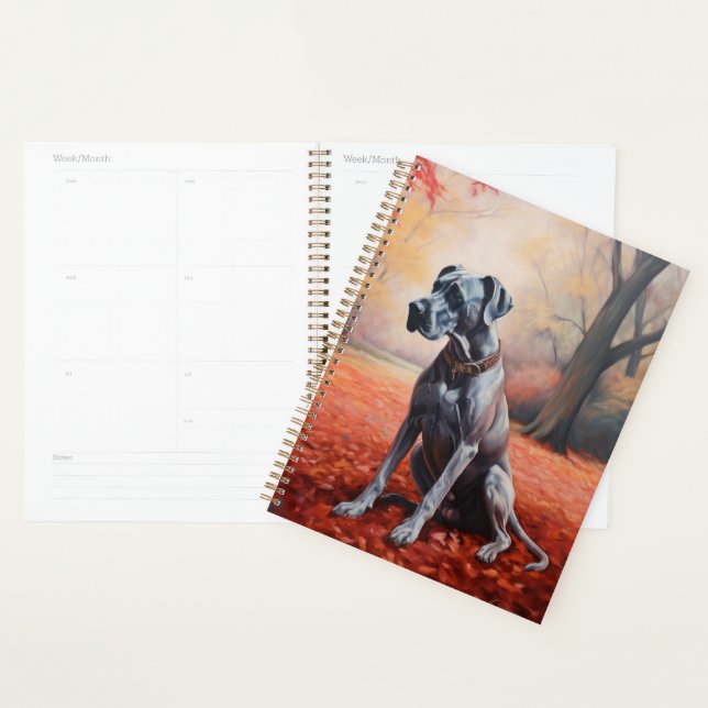 Great Dane in Autumn Leaves Fall Inspire  Planner (Display)