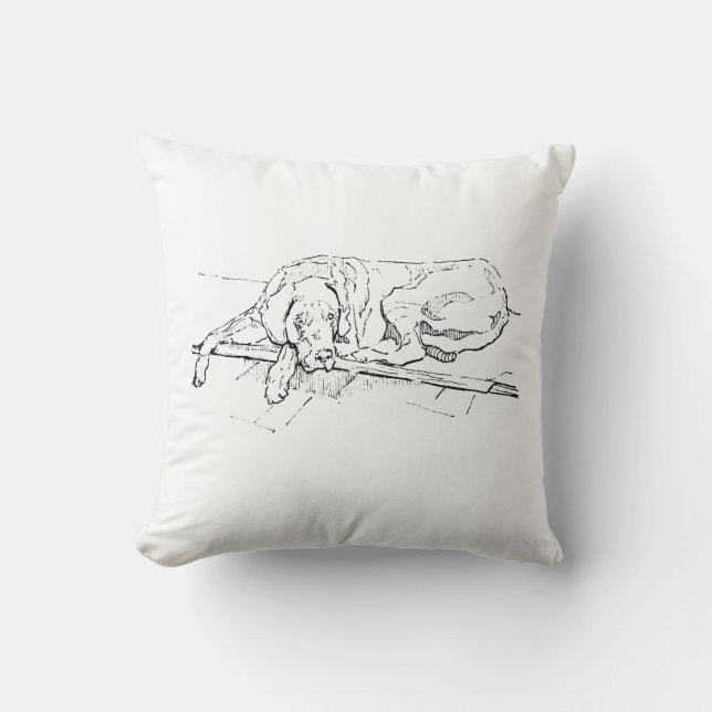 Great Dane, Ink Dog Illustration Cushion (Front)