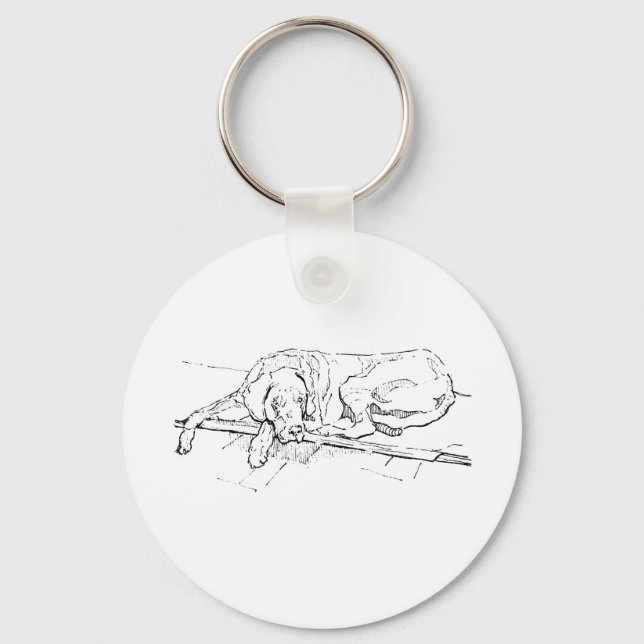 Great Dane, Ink Dog Illustration Key Ring (Front)