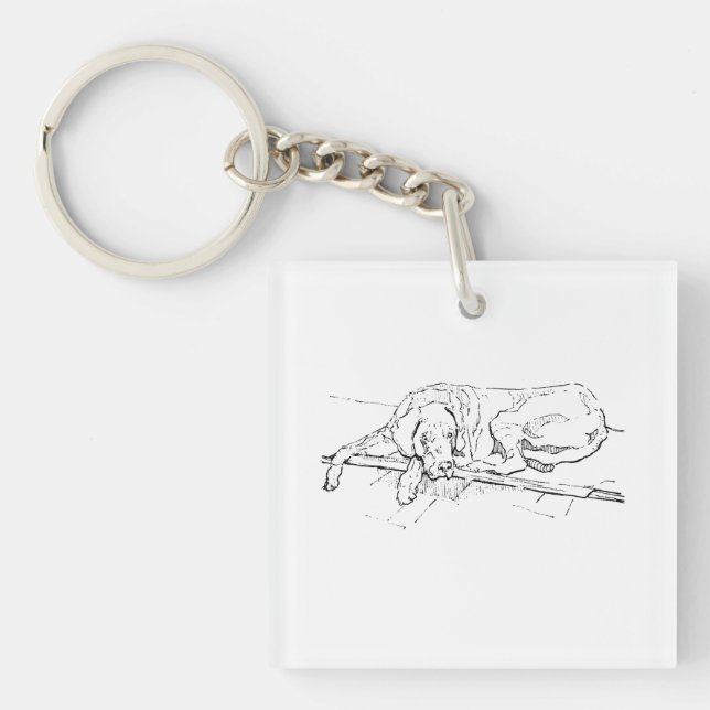 Great Dane, Ink Dog Illustration Key Ring (Front)
