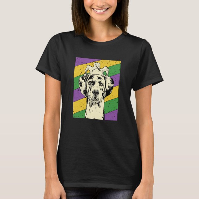 Great Dane Jester Mardi Gras Dog Mom or Dad  1 T-Shirt (Front)