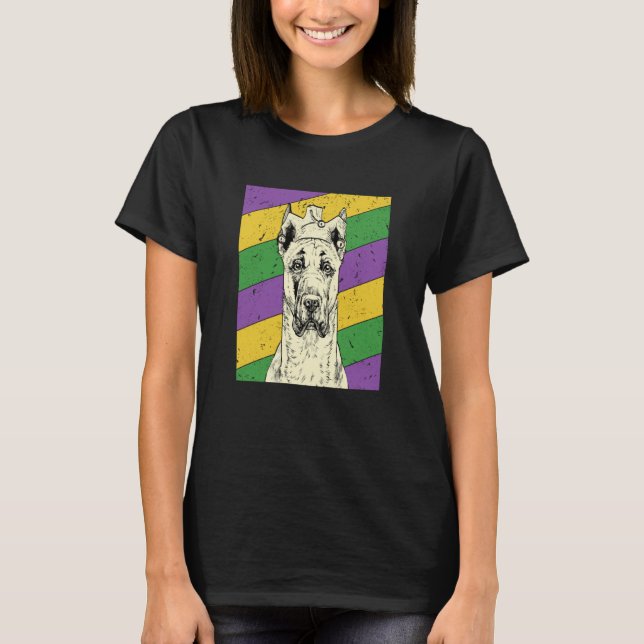 Great Dane Jester Mardi Gras Dog Mom or Dad T-Shirt (Front)