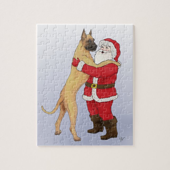 Great Dane Jowly Christmas Greeting Jigsaw Puzzle (Vertical)