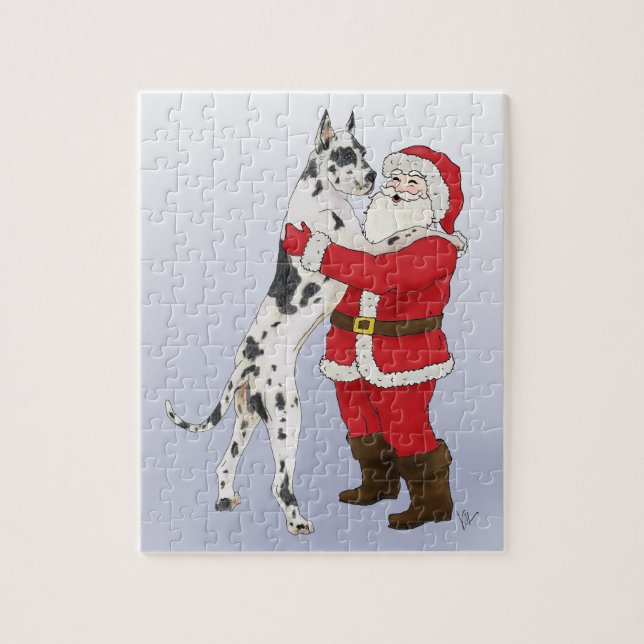 Great Dane Jowly Christmas Greeting Jigsaw Puzzle (Vertical)