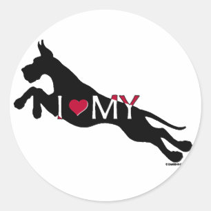 Great Dane Jumper I Love My Classic Round Sticker