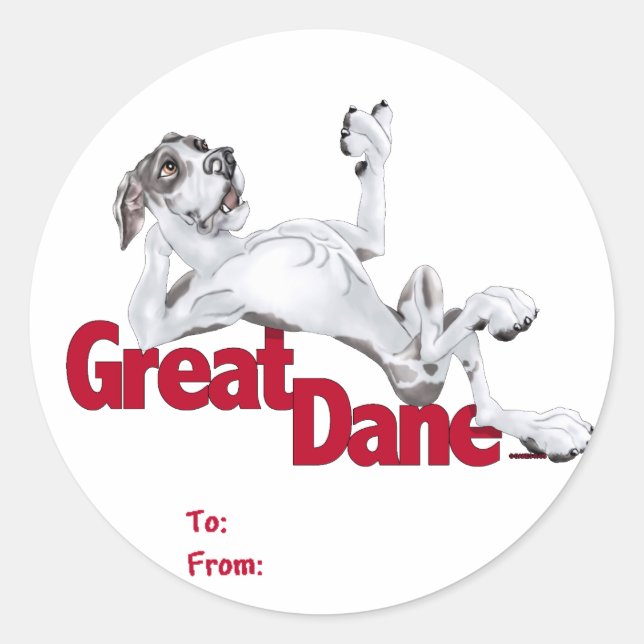 Great Dane Laid Back Harlequin UC Classic Round Sticker (Front)