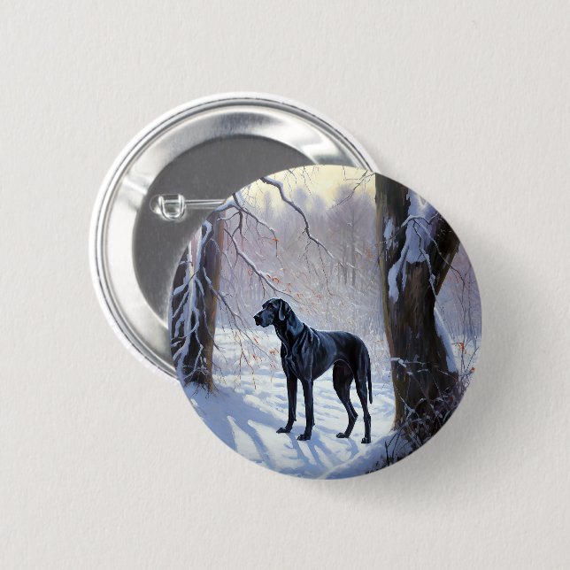Great Dane Let It Snow Christmas  6 Cm Round Badge (Front & Back)